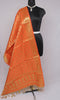 Orange Banarasi Dupatta Indian Art Silk Woven Zari Brocade Long Stole Scarves