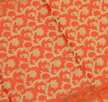 Orange Banarasi Dupatta Indian Art Silk Woven Zari Brocade Long Stole Scarves