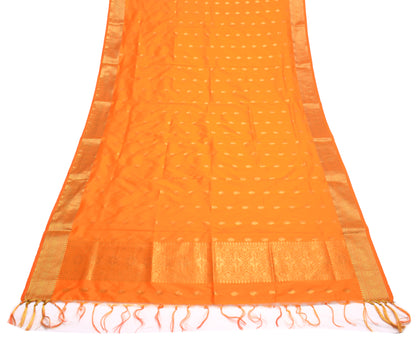 Orange Banarasi Dupatta Indian Art Silk Woven Zari Brocade Long Stole Scarves