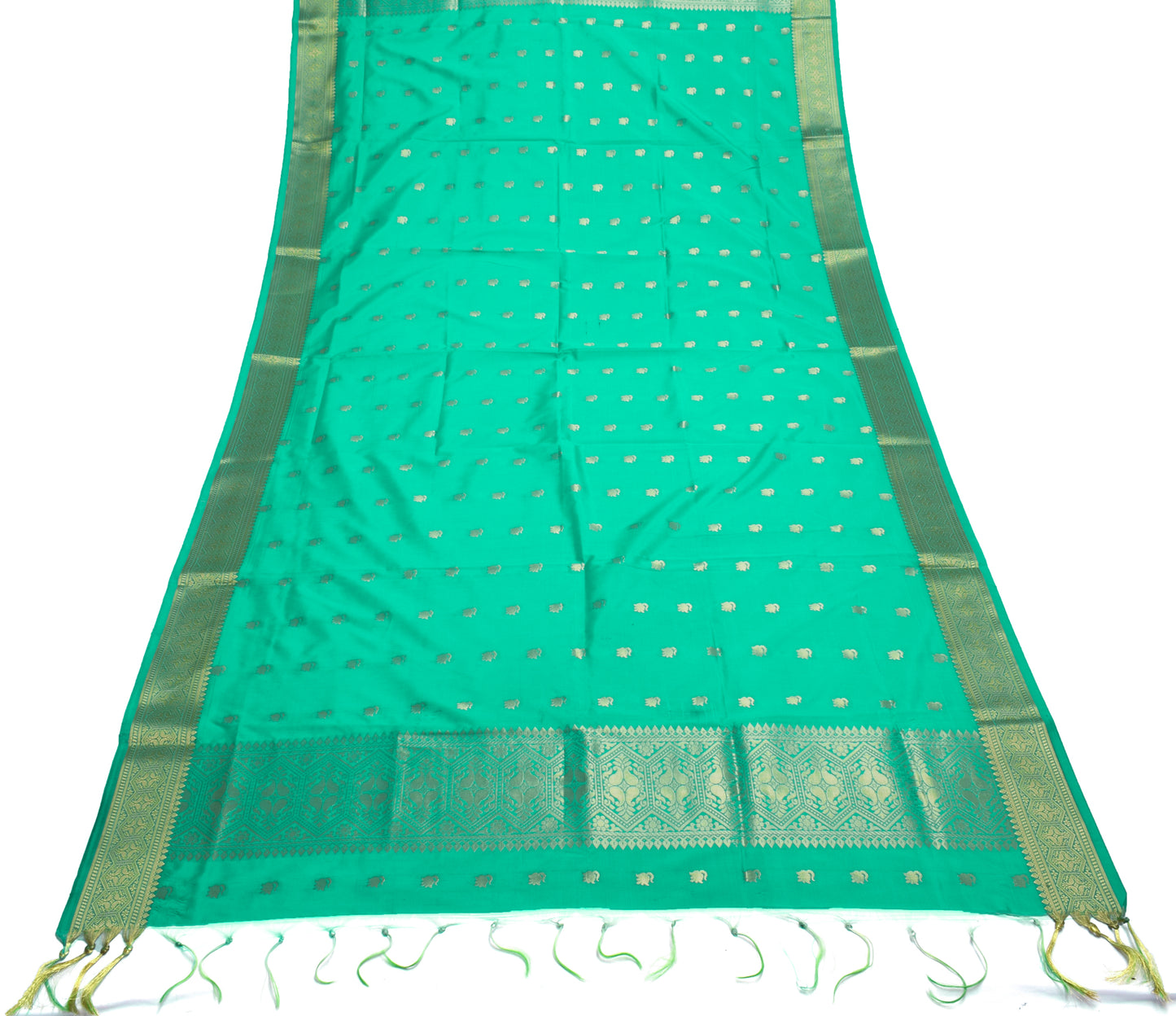 Green Banarasi Dupatta Indian Art Silk Woven Zari Brocade Long Stole Scarves