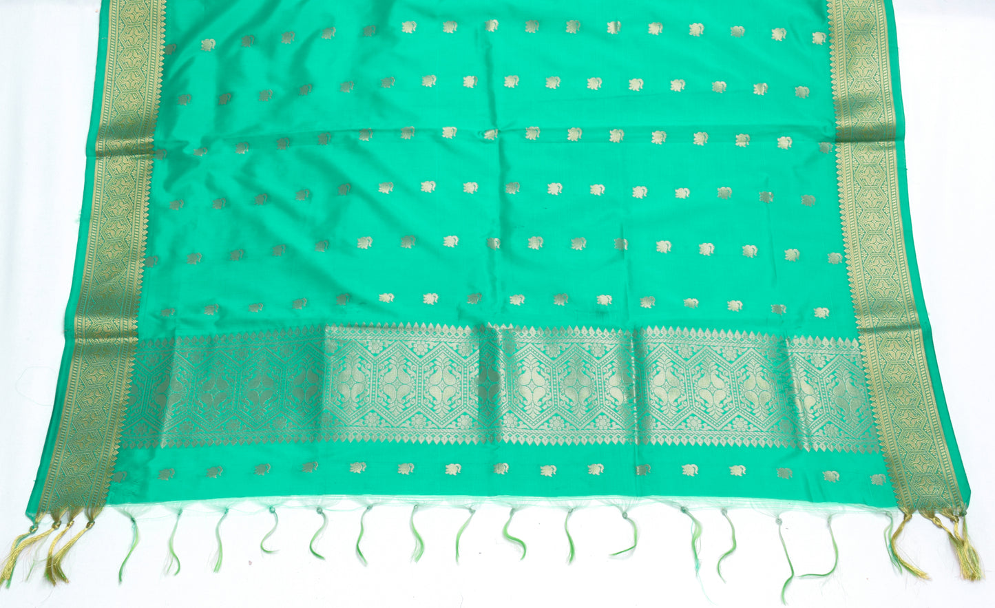 Green Banarasi Dupatta Indian Art Silk Woven Zari Brocade Long Stole Scarves