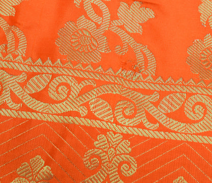 Orange Banarasi Dupatta Indian Art Silk Woven Zari Brocade Long Stole Scarves