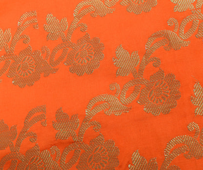 Orange Banarasi Dupatta Indian Art Silk Woven Zari Brocade Long Stole Scarves