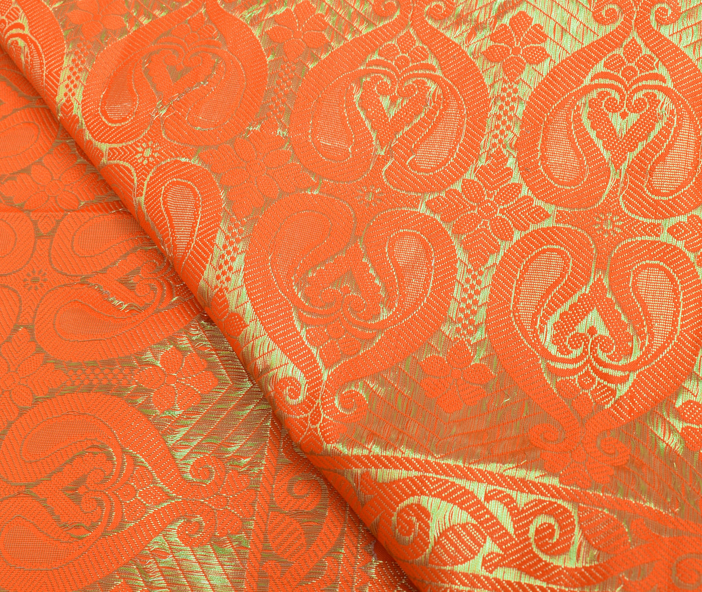 Orange Banarasi Dupatta Indian Art Silk Woven Zari Brocade Long Stole Scarves