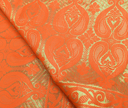 Orange Banarasi Dupatta Indian Art Silk Woven Zari Brocade Long Stole Scarves