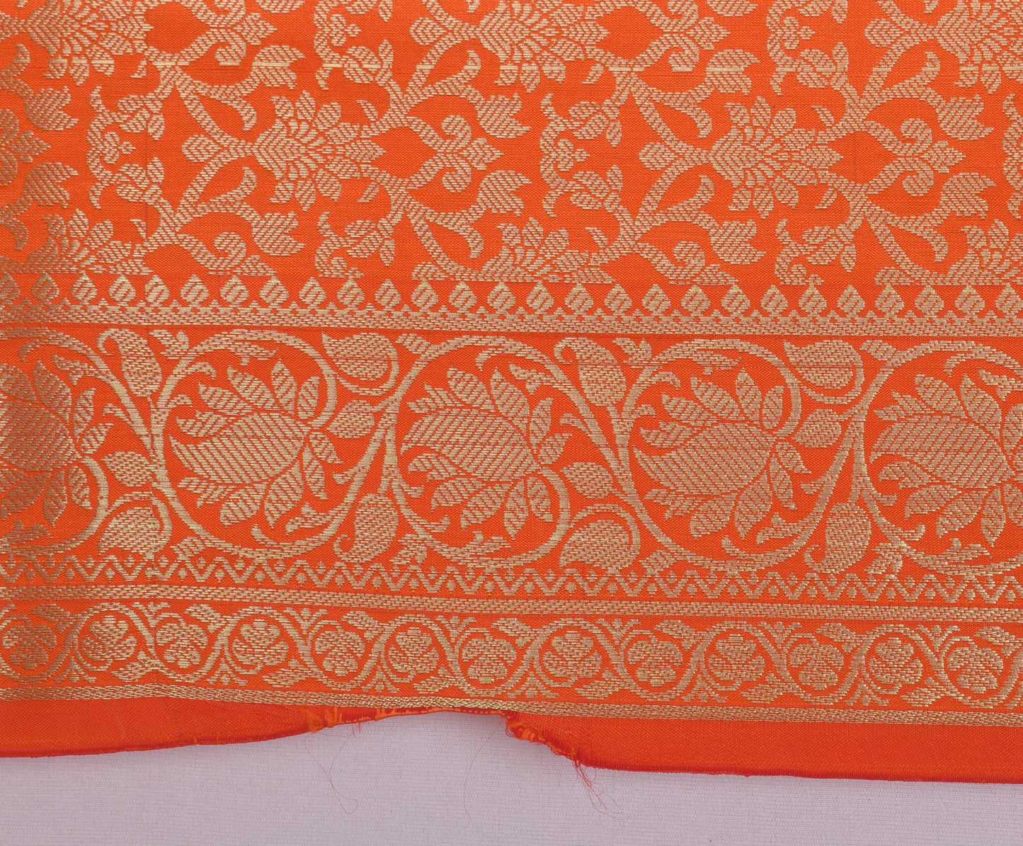 Orange Banarasi Dupatta Indian Art Silk Woven Zari Brocade Long Stole Scarves