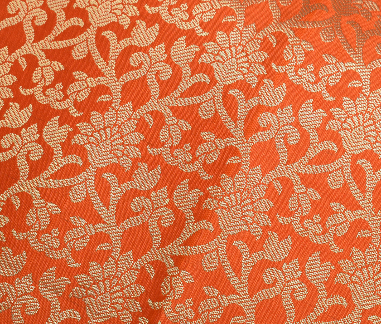 Orange Banarasi Dupatta Indian Art Silk Woven Zari Brocade Long Stole Scarves