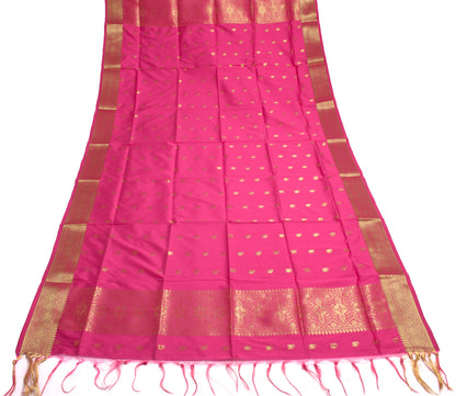 Dark Pink Banarasi Dupatta Indian Art Silk Woven Zari Brocade Long Stole Scarves