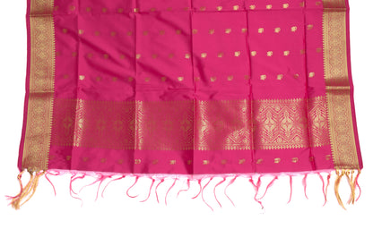 Dark Pink Banarasi Dupatta Indian Art Silk Woven Zari Brocade Long Stole Scarves