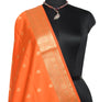 Orange Banarasi Dupatta Indian Art Silk Woven Zari Brocade Long Stole Scarves