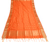 Orange Banarasi Dupatta Indian Art Silk Woven Zari Brocade Long Stole Scarves