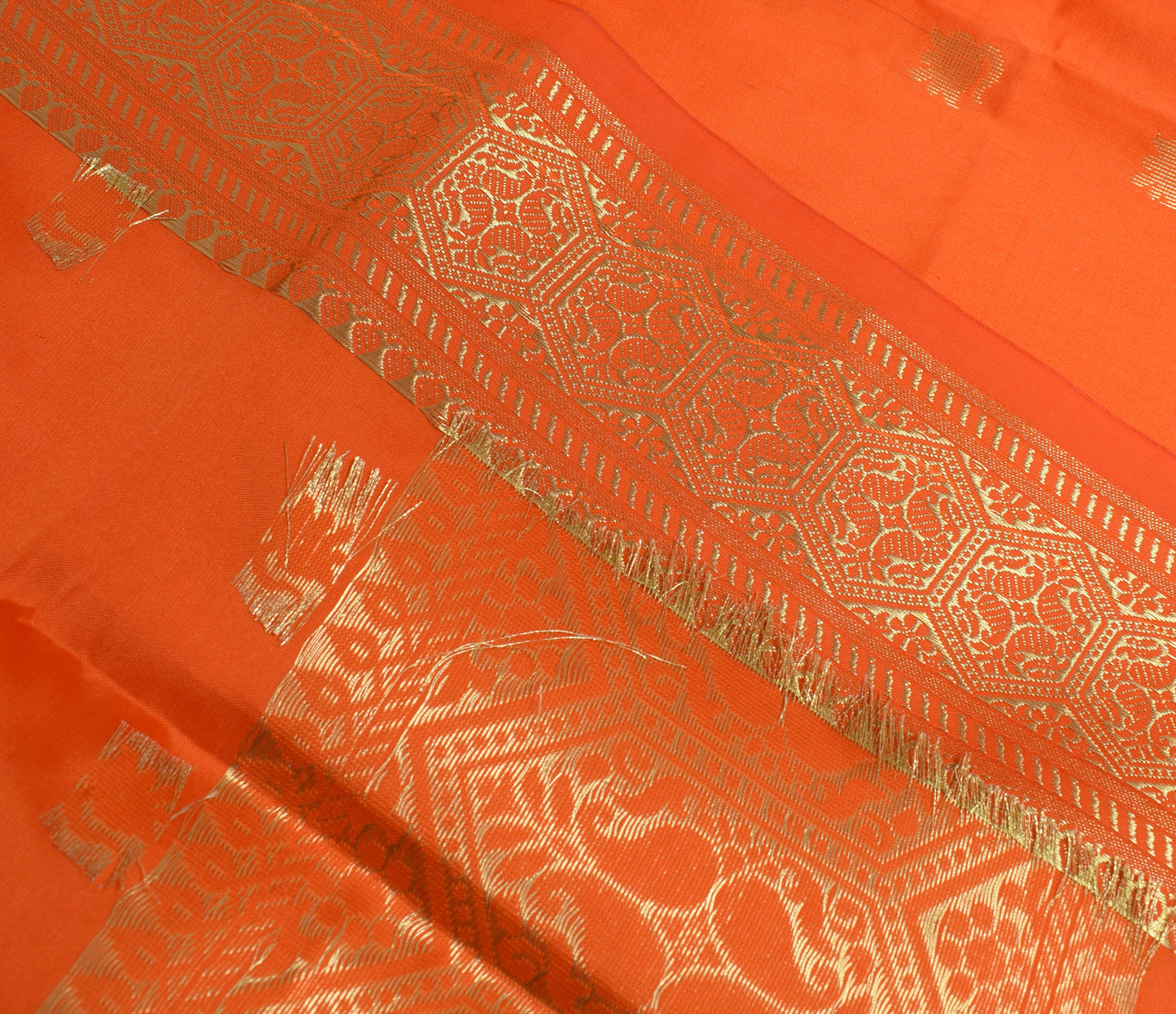 Orange Banarasi Dupatta Indian Art Silk Woven Zari Brocade Long Stole Scarves