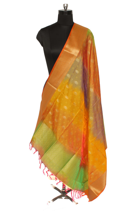Multi-Color Banarasi Dupatta Indian Art Silk Woven Zari Brocade Long Scarves