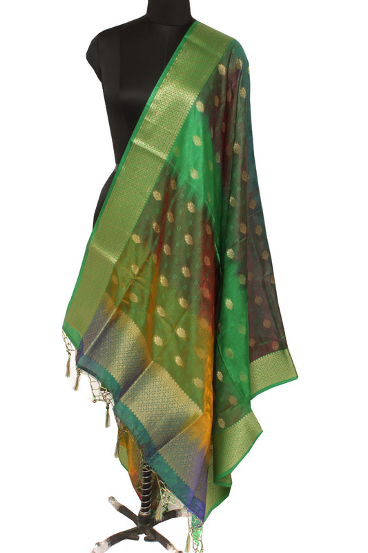 Mulit-Color Banarasi Dupatta Indian Art Silk Woven Zari Brocade Long Scarves