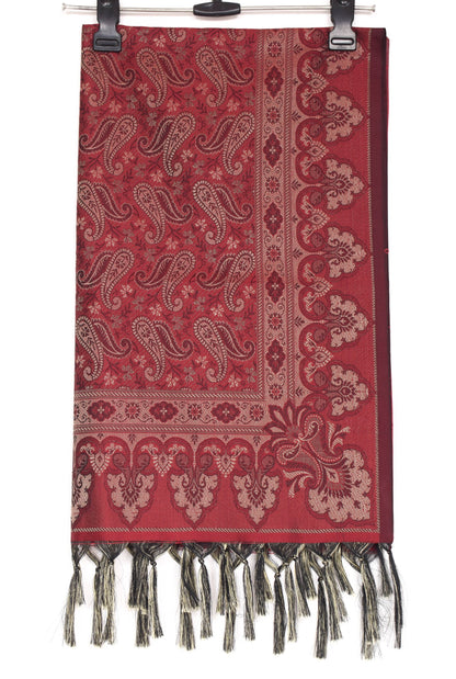 Long Stole Indian Art Silk Woven Banarasi Soft Maroon Dupatta