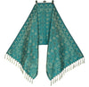 Long Stole Indian Art Silk Woven Banarasi Dupatta Teal Green