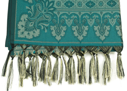 Long Stole Indian Art Silk Woven Banarasi Dupatta Teal Green