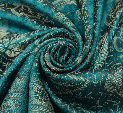 Long Stole Indian Art Silk Woven Banarasi Dupatta Teal Green
