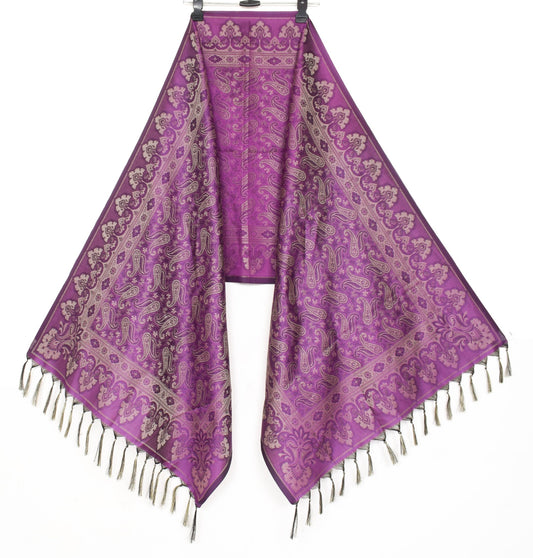 Long Stole Indian Art Silk Woven Banarasi Soft Purple Dupatta