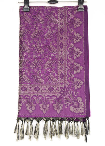 Long Stole Indian Art Silk Woven Banarasi Soft Purple Dupatta
