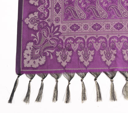 Long Stole Indian Art Silk Woven Banarasi Soft Purple Dupatta