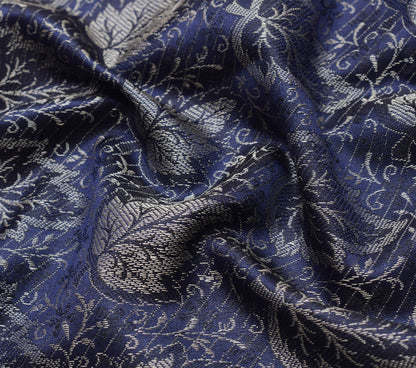 Long Stole Indian Art Silk Woven Banarasi Soft Dupatta Dark Blue