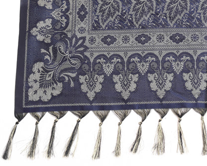 Long Stole Indian Art Silk Woven Banarasi Soft Dupatta Dark Blue