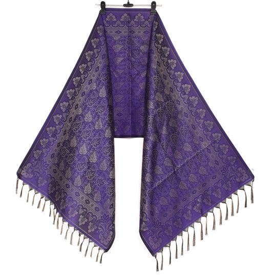Long Stole Indian Art Silk Woven Banarasi Soft Dupatta Violet