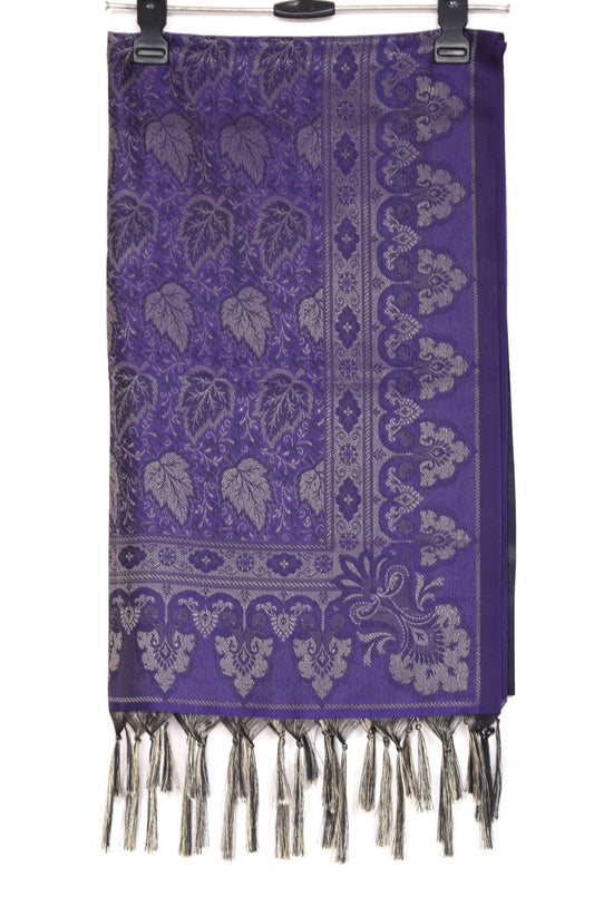 Long Stole Indian Art Silk Woven Banarasi Soft Dupatta Violet