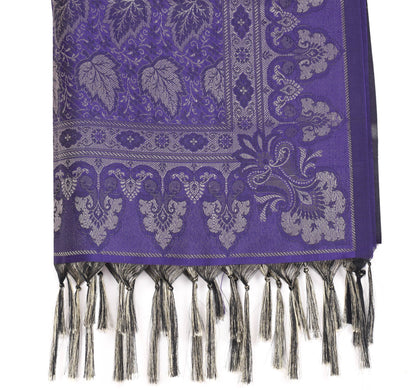 Long Stole Indian Art Silk Woven Banarasi Soft Dupatta Violet