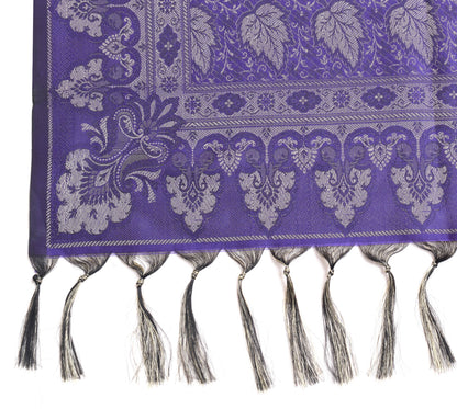 Long Stole Indian Art Silk Woven Banarasi Soft Dupatta Violet
