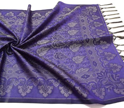 Long Stole Indian Art Silk Woven Banarasi Soft Dupatta Violet