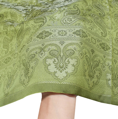 Long Stole Indian Art Silk Woven Banarasi Women Dupatta Green