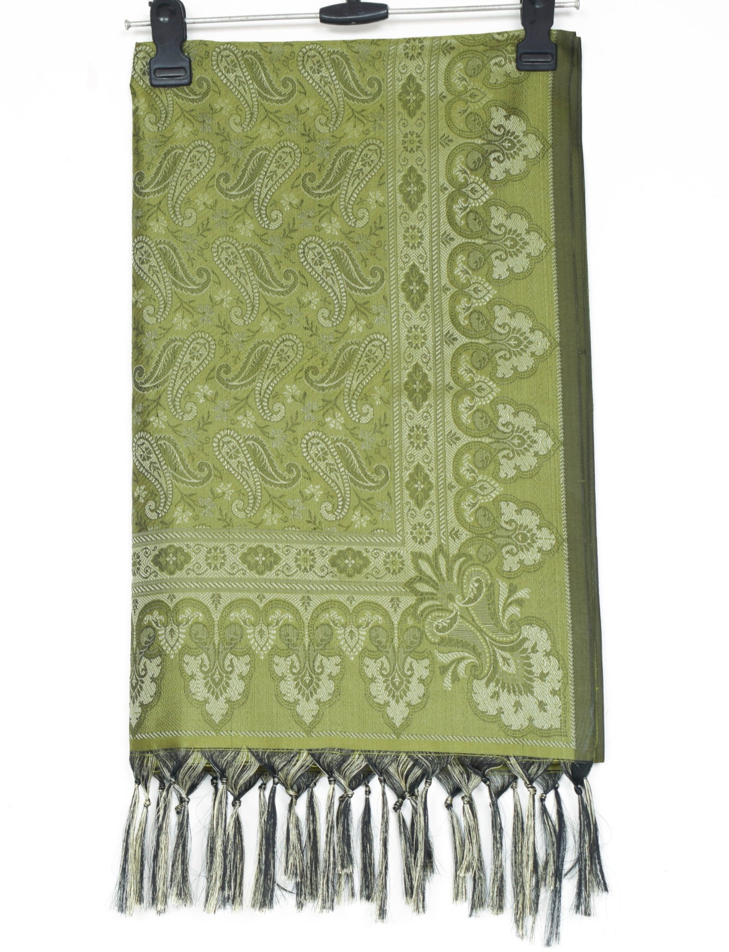 Long Stole Indian Art Silk Woven Banarasi Women Dupatta Green