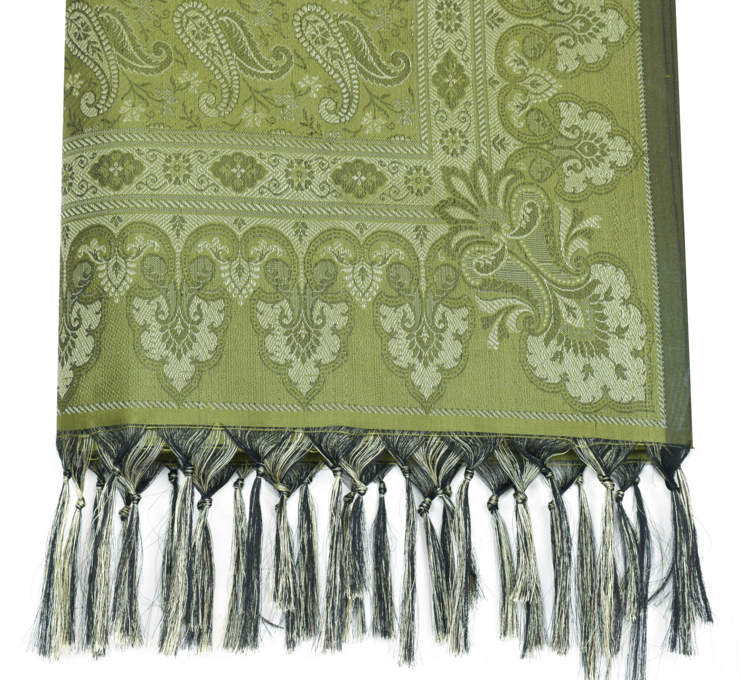 Long Stole Indian Art Silk Woven Banarasi Women Dupatta Green