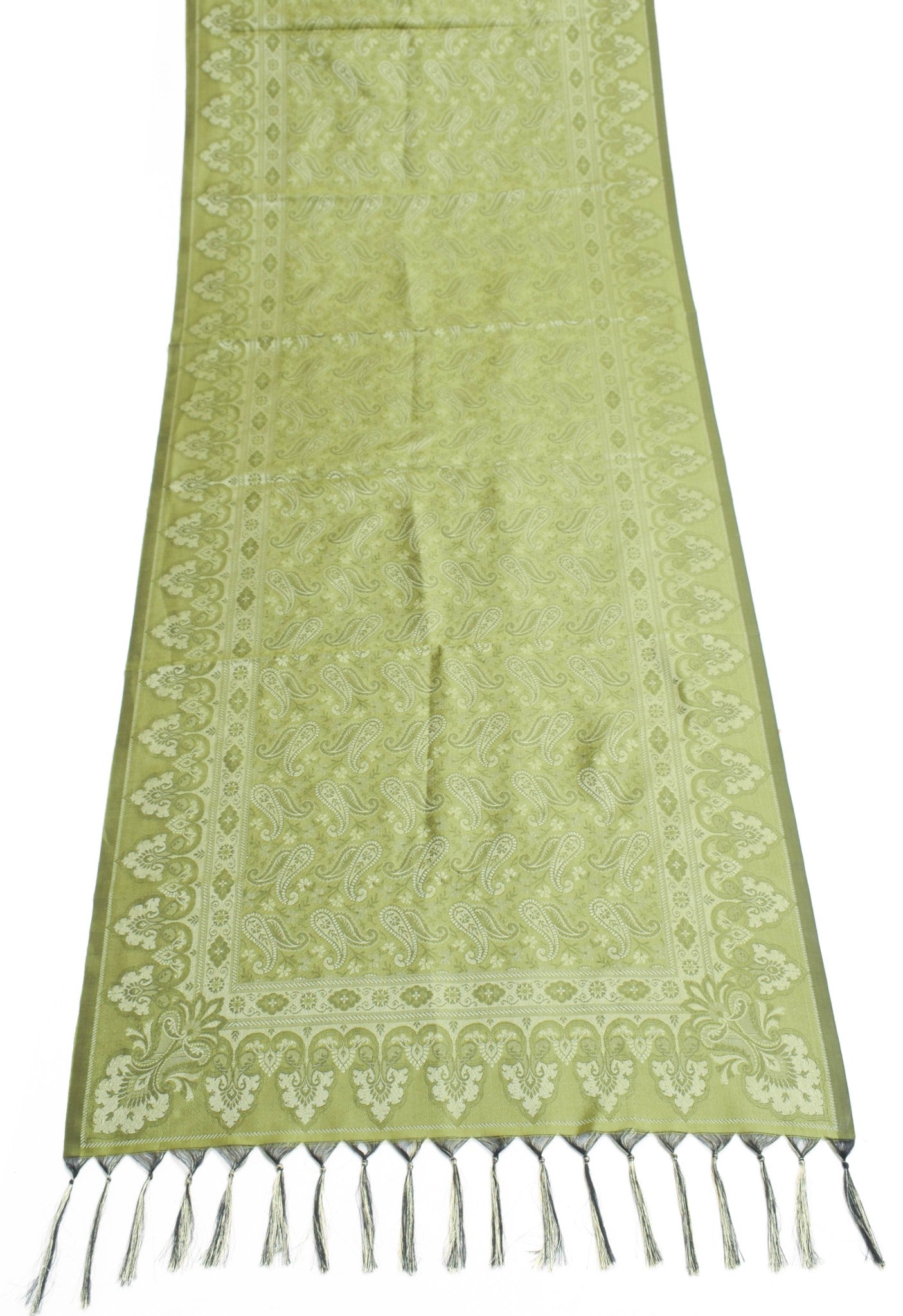 Long Stole Indian Art Silk Woven Banarasi Women Dupatta Green