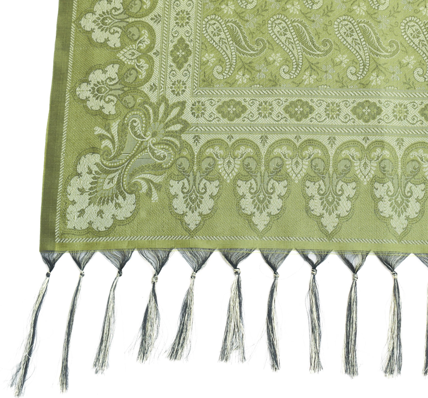 Long Stole Indian Art Silk Woven Banarasi Women Dupatta Green