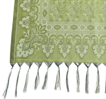 Long Stole Indian Art Silk Woven Banarasi Women Dupatta Green