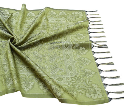 Long Stole Indian Art Silk Woven Banarasi Women Dupatta Green