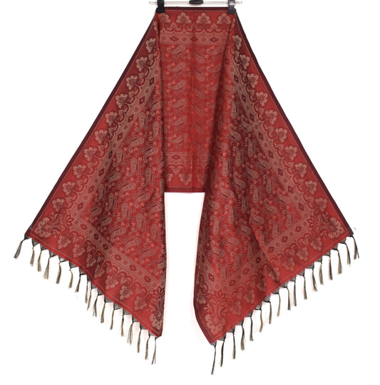 Long Stole Indian Art Silk Woven Banarasi Soft Women Dupatta Red