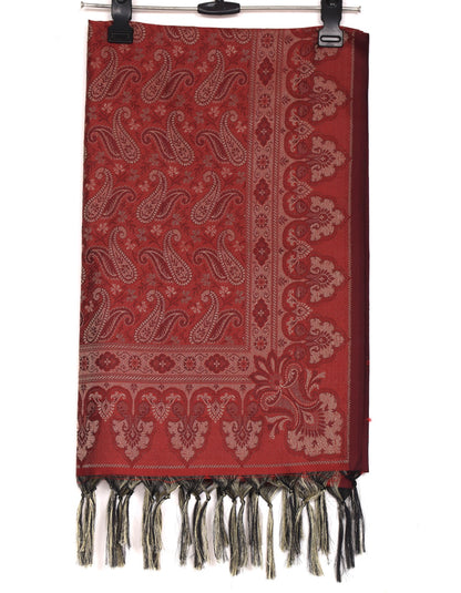 Long Stole Indian Art Silk Woven Banarasi Soft Women Dupatta Red