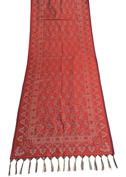Long Stole Indian Art Silk Woven Banarasi Soft Women Dupatta Red