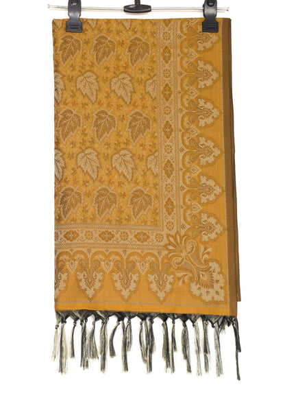 Long Stole Indian Art Silk Woven Banarasi Soft Dupatta Mustard