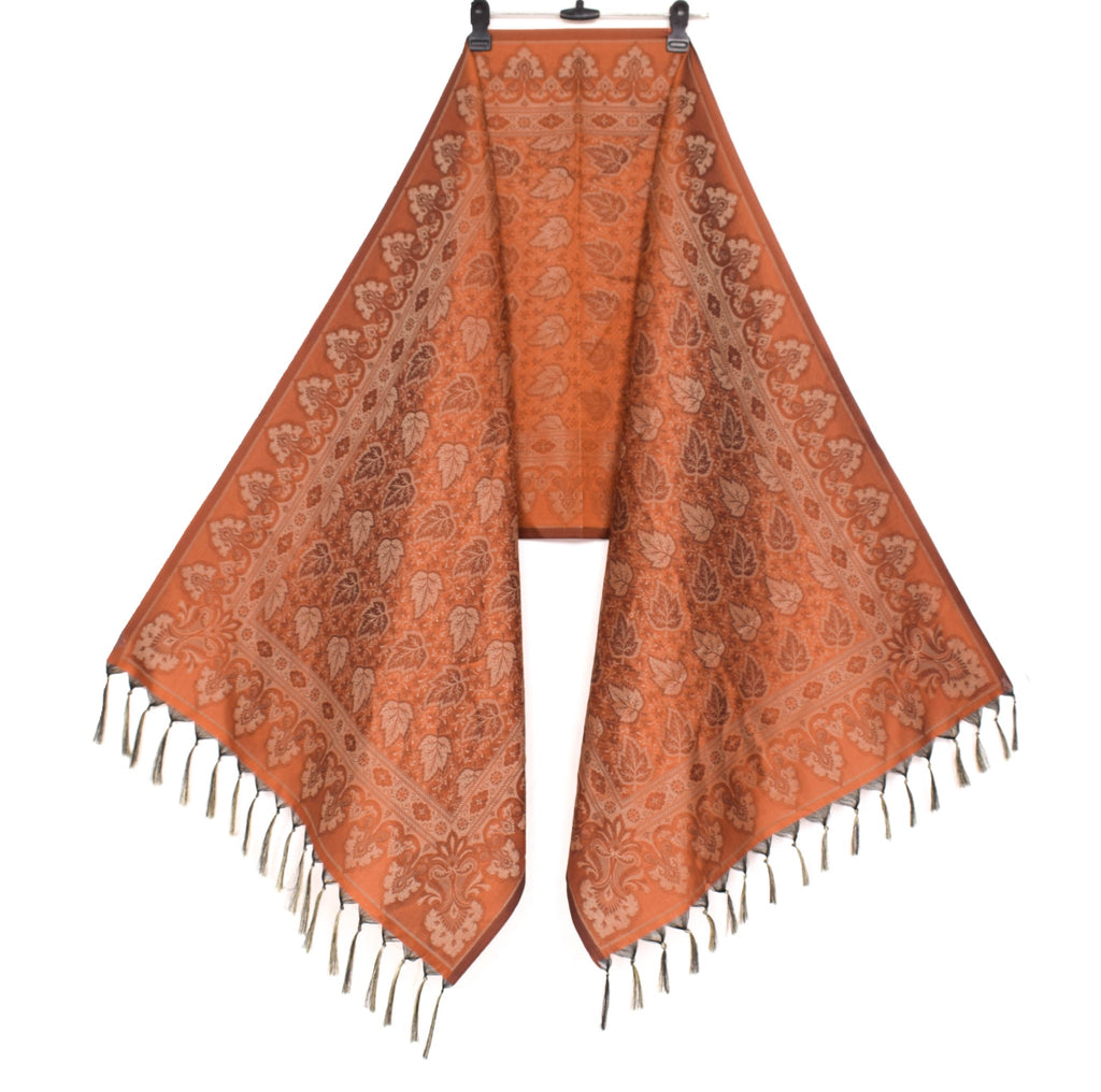 Long Stole Indian Art Silk Woven Banarasi Soft Dupatta Rust