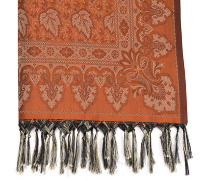 Long Stole Indian Art Silk Woven Banarasi Soft Dupatta Rust