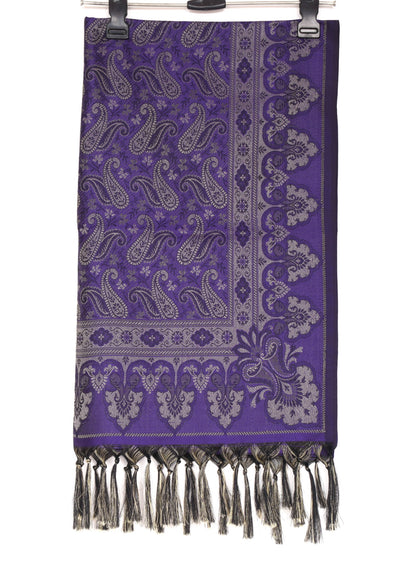 Long Stole Indian Art Silk Woven Banarasi Soft Violet Dupatta