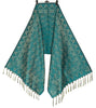 Teal Green Art Silk Woven Paisley Soft Long Stole Scarf Wrap
