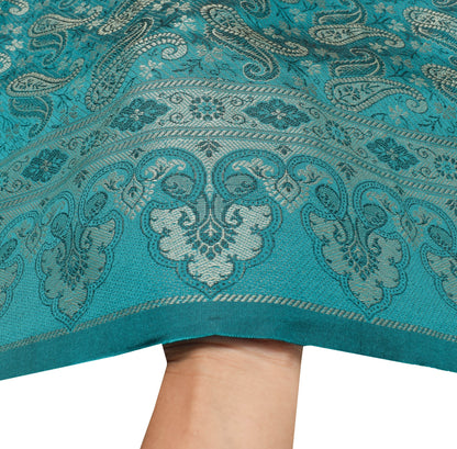 Teal Green Art Silk Woven Paisley Soft Long Stole Scarf Wrap
