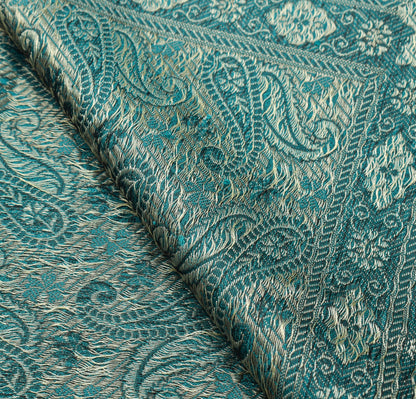 Teal Green Art Silk Woven Paisley Soft Long Stole Scarf Wrap