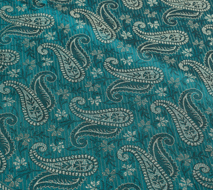 Teal Green Art Silk Woven Paisley Soft Long Stole Scarf Wrap
